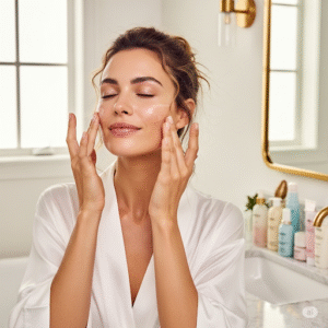 model showing skin glow